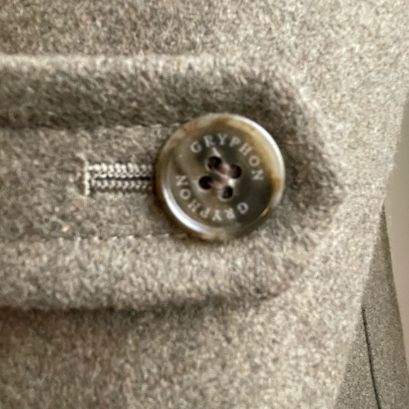 Gryphon New York Olive Shrunken Wool Pea Coat Double Breasted Size XS - Picture 11 of 12